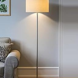 Divine Krafts Metal Floor Lamp Standing Modern Silver Lamp Shade for Living Room Corner, Home, Hotel, Office 12 Inches, 4Ft Height (White)-image-31