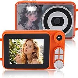 LICAEVEY 4K Digital Camera, Autofocus 48MP Vlog Camera for Photography with Front Rear Lens & Flash, Anti Shake 18X Digital Zoom Grating Card Cam for Travel Party Graduation (Orange)-image-96