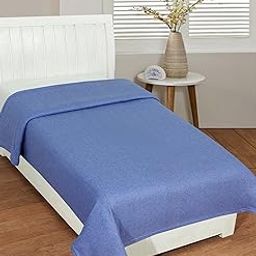Dream Living Woolen Blanket Warm and Super Soft Single Bed Blankets for All Season Multipurpose Polar Fleece/Summer 300 TC AC Blanket/Single Bed Blanket/Light Weight Blanket (Blue, Pack of 2)-22