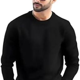 Solid Black Sweatshirt, Full Sleeves, Crew Neck-image-94