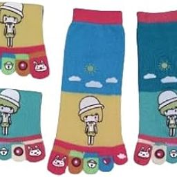 Cotton Toe Socks for Women and Girls, Ankle Length, Pack of 5, Cute Designs-image-12
