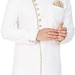 Cotton Blend Men Casual Style Sherwani Only Top-picture-3