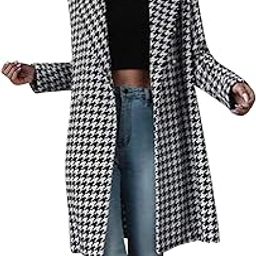 Women's Autumn and Winter Lapel Woollen Cloth Coat Trench Jacket Long Overcoat Outwear for Daily Life Work Wear Clothings Black Large-picture-37