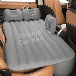 Zelenia Car Back Seat Inflatable Bed | Foldable Air Mattress for Travel, SUV, Sedan & MPV | Portable Sleeping Cushion with Pump & Pillows | Road Trip, Camping & Long Drive Mattress – Grey-image-1