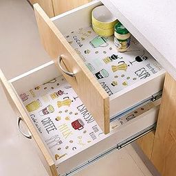 Anti-Slip Kitchen Cabinet Drawer Shelf Mat Liner Sheets (45 cm x 3 M Roll) Waterproof Strong Table Mat EVA for Bathroom, Fridge Mat Textured Multipurpose (White Printed)-image-77