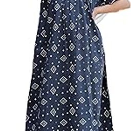 Women's Pure Cotton Block Print Regular Rajasthani Jaipuri Maxi Nighty-image-2