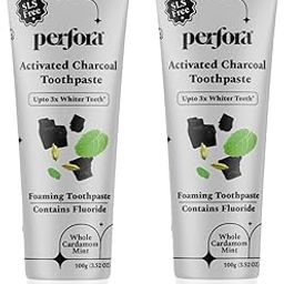 Perfora Activated Charcoal Toothpaste & Mouthwash Combo | SLS, Titanium Dioxide & Alcohol Free | Bamboo Charcoal For 3x Whiter Teeth | Enamel Safe Teeth Whitening Toothpaste for Men & Women -Pack of 2-image-98