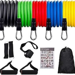 VIULVUK 11-Piece Resistance Bands for Men | Rubber Fitness Band for Full Body Stretching Exercise | Home Gym Workout Kit for Women with Toning Tubes, Ankle Straps, Door Anchor, Handles & Carry Bag-image-16