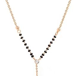 Stylish Fashion Pendant Necklace Black Beads Mangalsutra for Women & Girls with Extendable Chain-image-90
