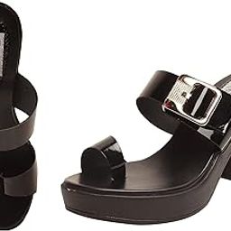Leatherite Golden Color Block Heel Slippers for Women's & Girl's-picture-19