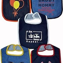 Baby Smart Waterproof Babies Apron/Denim Bibs for New Born Baby Pack of 5-picture-20