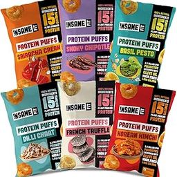 Insane Fit - Protein Puffs THE VARIETY PACK (6 x 60G) | 15G Protein, Low Calorie, High Fibre, PRObiotics | Roasted, Seasoned with Olive Oil | Gluten free | Healthy Snack for Fitness & Diet-image-88