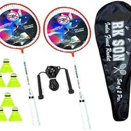Badminton Rackets Set of 2 for Kids & Adults with 6 Piece Shuttles Aluminium Badminton Racquet Shuttlecock Combo Kit with Cover Bag & Skipping Rope-12