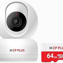 CP PLUS 3MP Full HD Smart Wi-Fi CCTV Home Security Camera | 360° with Pan Tilt | 2 Way Talk | Motion Alert | Night Vision | 64GB Card SD Card in Box (Up to 128 GB) | Alexa & Google Support | CP-E36AM-1