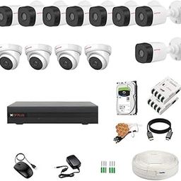 16 Channel DVR with 5MP 4 Dome & 8 Bullet Cameras (Day/Night Vision) + 2TB HDD + Copper Cable Roll (1+3) + CLOCITE 8 CH Power Supply 2 Nos + BNC & DC Full Combo Kit-9