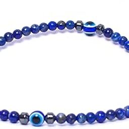 Feng-Shui Lapis Lazuli Natural Crystal Anklet 4mm Beads Energized and Affirmed Combo Stone Anklet, Beauty Enhancement, Jewellery for woman and Girls-35