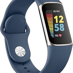 Tobfit Silicone Band for Fitbit Charge 5/6 Fitness Tracker,Soft Adjustable Replacement Strap with Hidden Buckle, Sport Wristband for Men Women-21