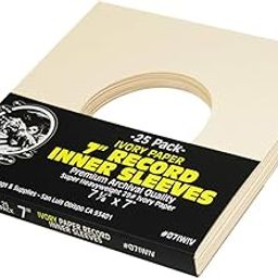 (25) 7" 45rpm Ivory Vinyl Record Inner Sleeves - Archival Quality, Super Heavyweight 29# Paper with Hole - 07IWIV-image-22