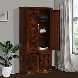 ROOFWOOD Solid Sheesham Wood Four Door Almirah/Wardrobe/Cabinet with Storage of Four Shelves and Two Drawers (Natural Honey Oak) Pre-Assembled-23