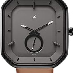 Men After Dark Grey Dial Leather Strap Analog Watch for Guys-NS3272NL02/NT3272NL02-8
