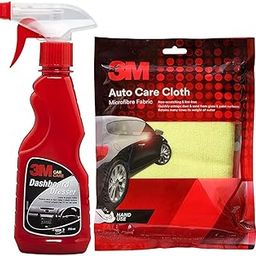 3M Combo of AS Dashboard Dresser (250 ml Spray) and Cloth | Restore Gloss on Dashboard and Other Plastic Parts | Protection from UV Rays & Fading-image-6