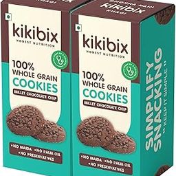 Kikibix Choco Chip Cookies | No Refined Sugar, No Maida, No Preservatives | Made with Jowar & Organic Jaggery | Healthy Multigrain Millet Snack for Kids & Adults | 130gm (Pack of 2) | 24 Pieces-image-15