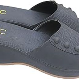 ASC Women?s Black Wedge Slip-On Sandals-KM-9009-image-62