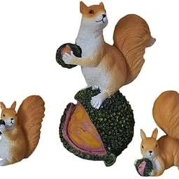 The Decor24 Handmade Resin 3 Squirrel Family Sculpture Set Realistic Cartoon Animal Model Statue Home Decoration, Garden Lawn, Party Décor Ornaments, Show Pices-image-20