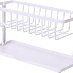 Kitchen Sponge Holder Length Drainer with Drain Tray for Countertop White-image-79