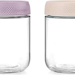 PATZY 2 pack 500ml Overnight Oats Containers with Lids, Glass jars with Airtight Lids, Wide mouth Mason Salad jars, Glass Food Storage Containers for Snacks Yogurt Spice Sugar (2)-image-1