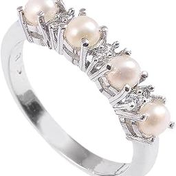 Sterling Silver Ring for Women Cultured Pearl 4 MM Round-image-71