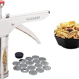 Wazdorf Stainless Steel Kitchen Press with 15 Different Types of Jalies, Murukku Maker/Bhujiya Maker/Noodles/Cookies/Namkeen/Chakali Maker/Sev Maker/Farsan Maker/Gathiya Maker-image-2
