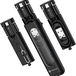 Portronics Snapcase 4 60W Multifunctional Fast Charging Data Cable Transparent Kit, Conversion Set USB A & Type C to Male Micro/Type C/Lightning, Data Transfer, Sim Storage, Sim Eject Pin,Pocket Size-16