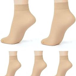 Women & Girls Ankle Length Skin Color Anti-Tan Lycra Socks For Summer’s without thumb (Multicolor/Free size)-image-86