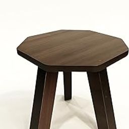 SBF Furniture Mini Hexagonal Side Table, 30 cm, Matte Finish, Modern Minimalist Design, 3 Angled Legs (Accasiya Brown)-17