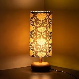 ExclusiveLane 'Blooming Lotus' Bedside Lamp Wooden LED Table Lamp for Living Room & Bedroom (14 Inch, Wood, Without Bulb, Pack of 1) |Side Table Lamps for Home Decoration Office Study Side Lamp-18