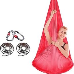 Kartfury Aerial Yoga Hammock 2.8Mx6M- Premium Aerial Silk Yoga Swing for Antigravity Yoga, Inversion Exercises - Extension Straps, Carabiners and Pose Guide Included (Red)-image-16