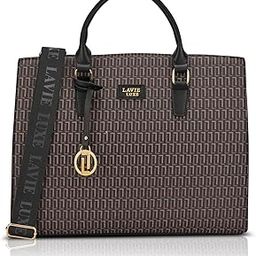 Women's Ellon25 Monogram Laptop Satchel Handbag for Women | Fits Upto 15 Inch Laptop | Laptop Bag for Work | Ladies purse | Stylish Shoulder Bag | Gift For Women-image-86
