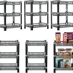 Kuber Industries Pack of 6 Multipurpose Kitchen Organizer/Storage Rack | 3-Layer Onion Stand For Kitchen | Vessels & Vegetable Organiser | Silver-86