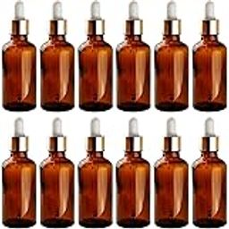 nsb herbals 50 ml Amber Round Empty Glass Bottle + Glass Dropper + Gold Ring + White Silicon Teat, Refillable, Reusable, Leak Proof for Essential Oils, Blends, DIY Perfumes & Face (Pack of 24)-13