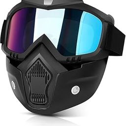 Birvan Motorcycle Goggles Masks Anti Scratch UV Protective Face Mask, Bike Riding Goggles Mask, Adjustable Elastic Strap with Detachable Goggles Mask for Helmet Multicolor Visor-picture-19