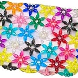 Soma Crafts Handmade Multicolor Beaded Clutch for Women | Floral Crystal Wristlet Purse with Zipper & Inner Pocket | Vibrant Party Handbag-image-1