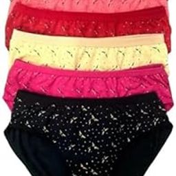 Pack of 3, 6 Women's Cotton Hipster Innerwear Floral Printed Panties Assorted Briefs with Elastic Inner Wear Multicolor-7