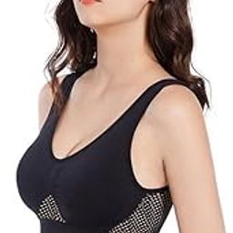 Women's Seamless Cotton Sports Bra Full Coverage Slip on Crop Top Padded Activewear Bras Breathable Tank Top Brallete-image-72