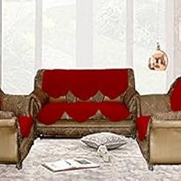 Kuber Industries 6 Piece Cotton Sofa Cover Set - Maroon-image-1