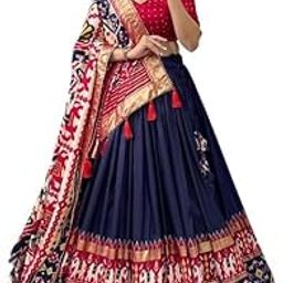 Women's Lehenga Choli | Tussar Silk With Patola Print with Foil Work With Solid And Unstitched Blouse Lehenga Choli With Dupatta-picture-11