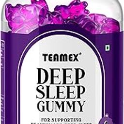 Teamex Deep Sleep Gummies for Optimal Sleep, Muscle Recovery & Nerve Relaxation, Non-Addictive Melatonin Sleep Gummies, No Next-Day Drowsiness, Fall Asleep Fast & Wake Up Regenerated, 30 Gummies-30