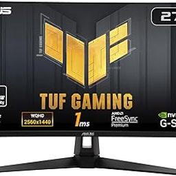 ASUS TUF Gaming 27” 1440P HDR Monitor (VG27AQ3A) – QHD (2560 x 1440), 180Hz, 1ms, Fast IPS, 130% sRGB, Extreme Low Motion Blur Sync, Speakers, Freesync Premium, G-SYNC Compatible, HDMI, DisplayPort-23