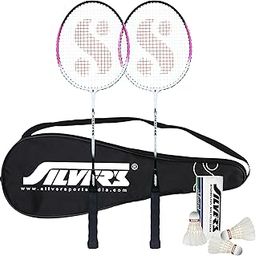 Silver's Aluminium Stricker Badminton Kit (2 Racquets with Full Cover, 1 Box Feather Shuttlecock Pack of 3)(Pink/Black)-28