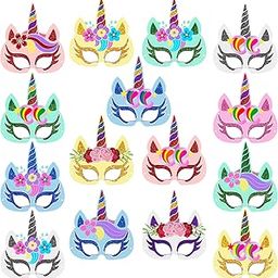 ZYOZIQUE 15 Packs Unicorn Masks for Boys and Girls Dress Up Birthday Party Favors, 15 Different Types Felt Princess Masks for Kids Party Supplies-17